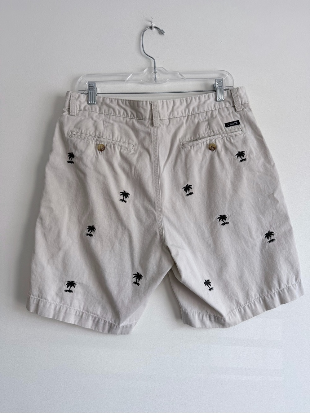 Chaps Khaki Embroidered Palm Tree Shorts Size 34 - Picture 3 of 8